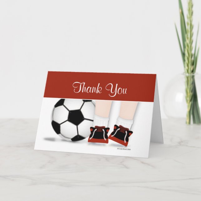 Soccer Thank You Card in Red (Front)