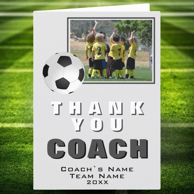 Soccer Thank you Coach Team Photo Card (Creator Uploaded)