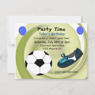 Soccer Theme Birthday Party Invitation