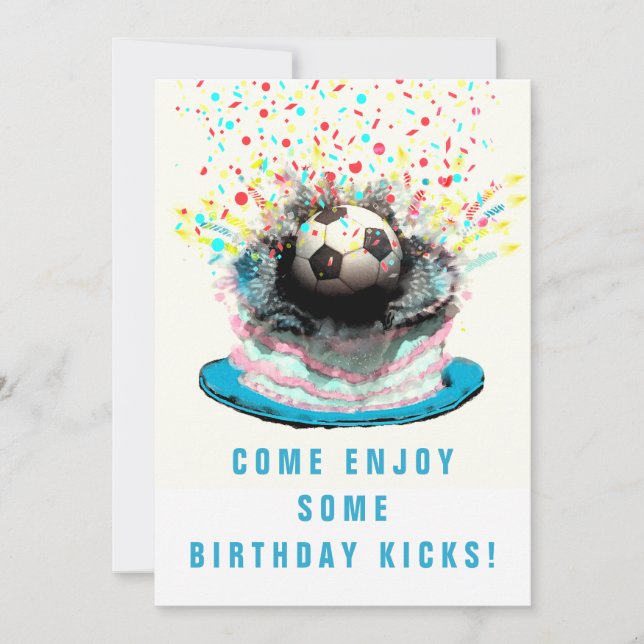 Soccer Themed Birthday Party Invitation (Front)