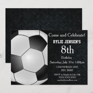 Soccer Themed Sports Kids Birthday Invitations