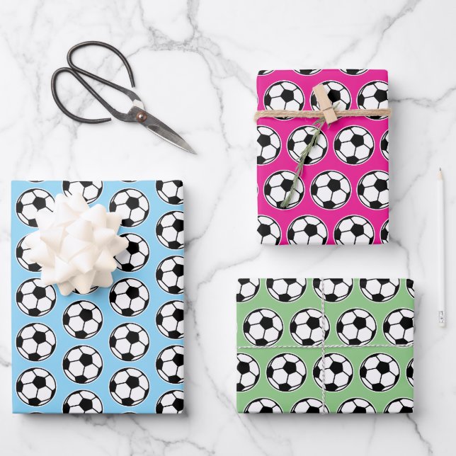 Soccer themed wrapping paper sheets for Birthday (Front)