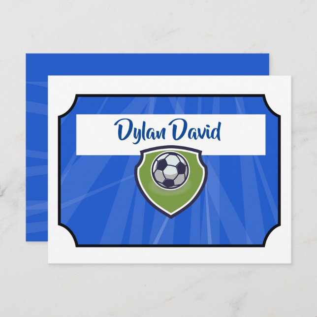 SOCCER TICKET Bar Bat Mitzvah Thank You Card Flat (Front/Back)