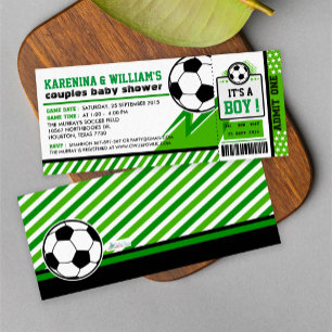 Soccer Ticket Pass Couples Baby Shower Invitation