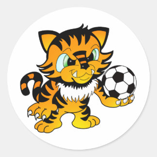 Soccer Tiger Classic Round Sticker