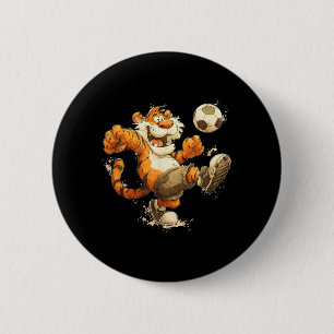 Soccer Tiger Costume for Sport and Ball Lovers 6 Cm Round Badge