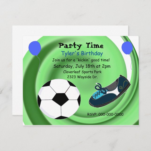 Soccer Time Birthday Party Invitation (Front/Back)