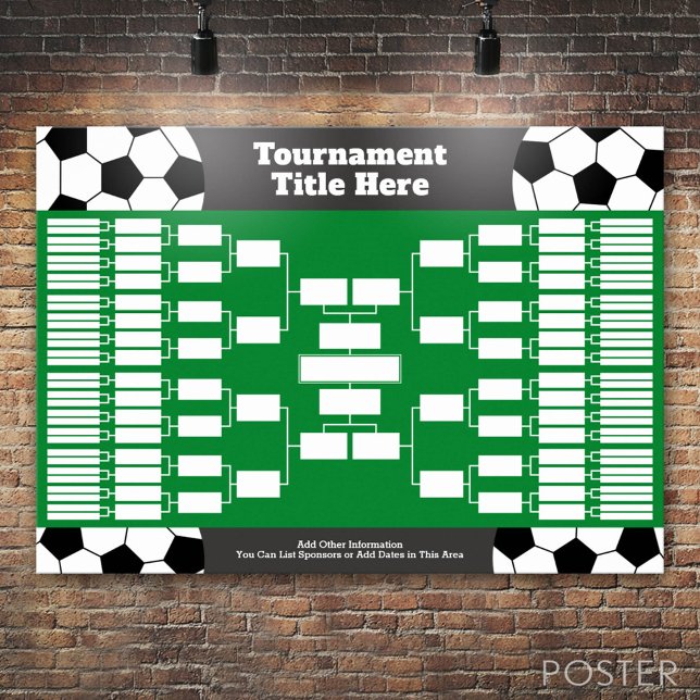 Soccer Tournament Bracket - 64 Teams Poster (Custom Tournament Bracket)