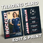 Soccer Trading Card Blue Red Card Soccer Card Gift<br><div class="desc">Celebrate your star player with our USA Edition Custom Soccer Trading Card! Fully customisable with a photo,  stats,  and achievements,  this sleek card is perfect for team gifts,  award ceremonies,  or personal memorabilia.</div>