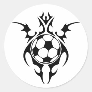 soccer. tribal. classic round sticker
