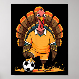 Soccer Turkey Pilgrim Thanksgiving Pumpkin Kids Bo Poster