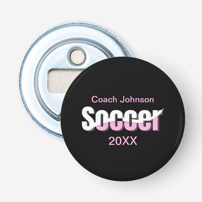 Soccer Typography Modern Art Abstract Swish Bottle Opener (Front)