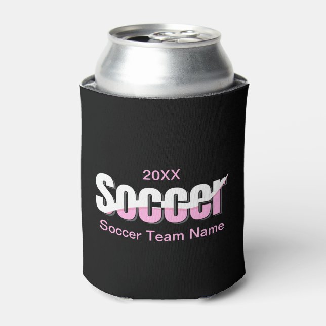 Soccer Typography Modern Art Abstract Swish Can Cooler (Can Front)