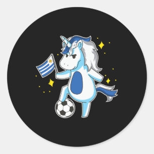 Soccer Unicorn Uruguay Jersey Design Uruguayan Foo Classic Round Sticker
