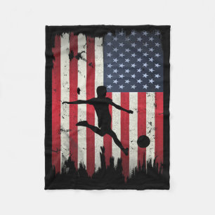 Soccer Usa American Flag 4th Of July Patriotic Spo Fleece Blanket