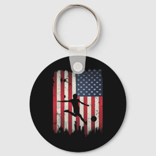 Soccer Usa American Flag 4th Of July Patriotic Spo Key Ring