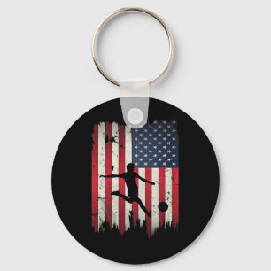 Soccer Usa American Flag 4th Of July Patriotic Spo Key Ring