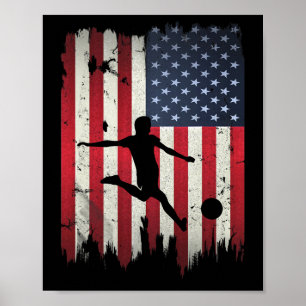 Soccer Usa American Flag 4th Of July Patriotic Spo Poster