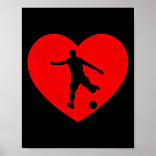 Soccer Valentine Heart Shape Soccer Lovers Poster