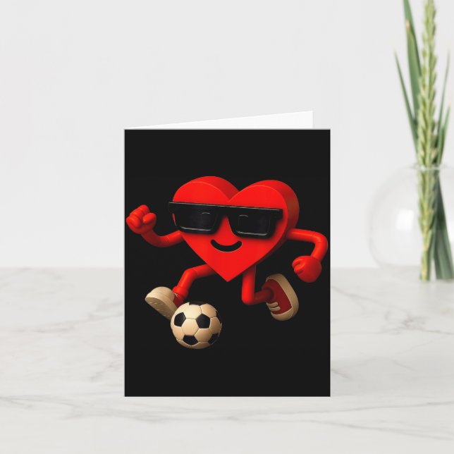 Soccer Valentines Day Cute Funny Heart Boys Girls  Card (Front)