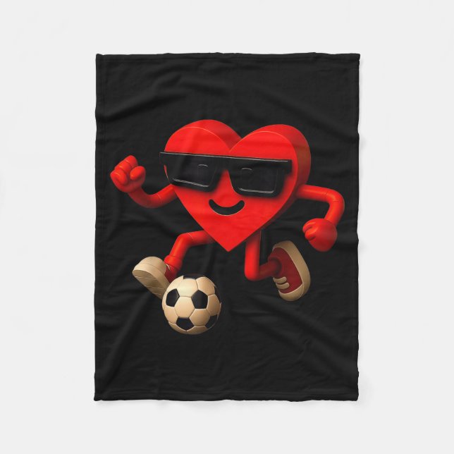 Soccer Valentines Day Cute Funny Heart Boys Girls  Fleece Blanket (Front)