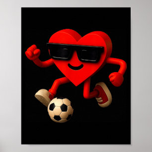 Soccer Valentines Day Cute Funny Heart Boys Girls  Poster