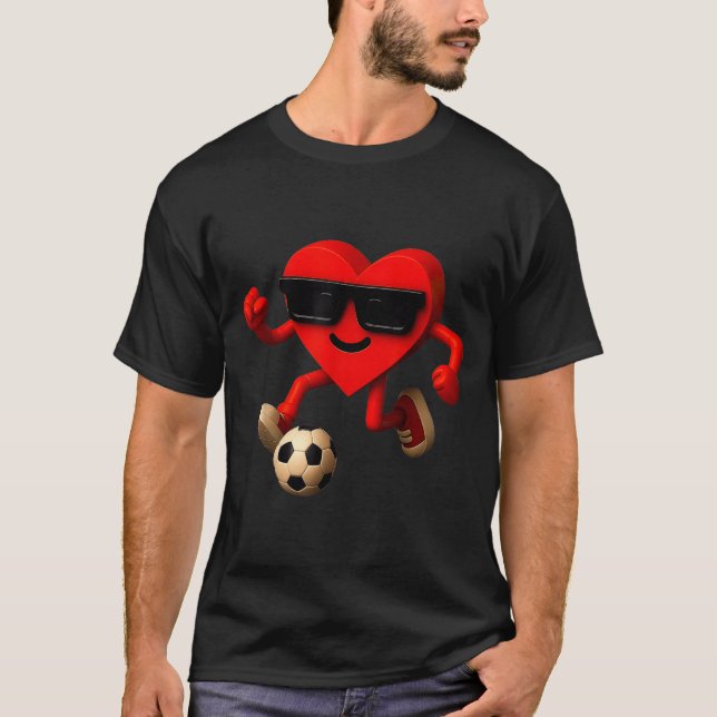 Soccer Valentines Day Cute Funny Heart Boys Girls  T-Shirt (Front)