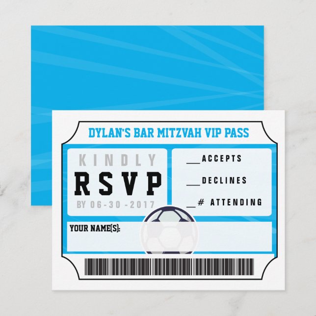 SOCCER VIP REPLY CARD Bar Bat Mitzvah Invitation (Front/Back)