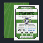 SOCCER VIP TICKET Bar Bat Mitzvah Invitation<br><div class="desc">Did you know you can make this invite ANY colour you want by simply changing the background colour! 
Email me requests at marlalove@hotmail.com</div>