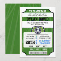 SOCCER VIP TICKET Bar Bat Mitzvah Invitation