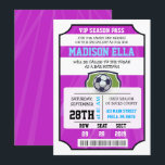 SOCCER VIP TICKET Bat Mitzvah Invitation<br><div class="desc">Did you know you can make this invite ANY colour you want by simply changing the background colour! 
Email me requests at marlalove@hotmail.com</div>