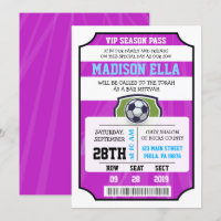 SOCCER VIP TICKET Bat Mitzvah Invitation