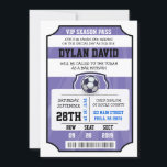 SOCCER VIP TICKET Purple Bat Mitzvah Invitation<br><div class="desc">Did you know you can make this invite ANY colour you want by simply changing the background colour! 
Email me requests at marlalove@hotmail.com</div>