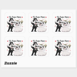  Soccer Wedding Couple Square Sticker