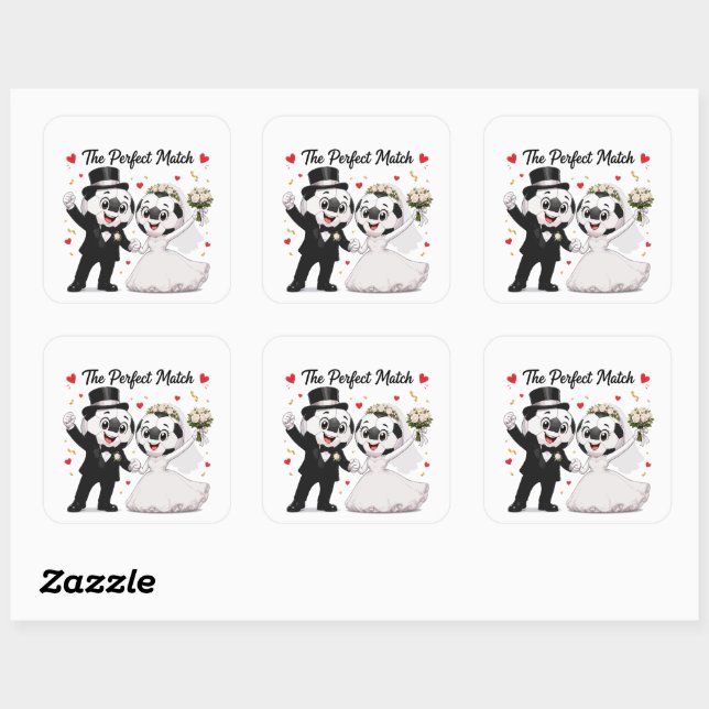  Soccer Wedding Couple Square Sticker (Sheet)