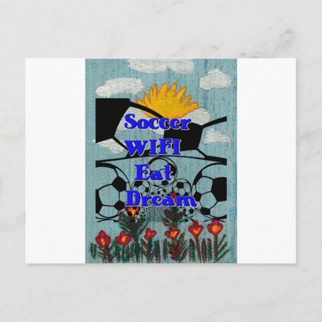 Soccer WIFI Eat Dream – Fun Sports Art Print Postcard (Front)