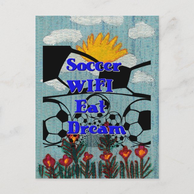 Soccer WIFI Eat Dream – Fun Sports Art Print Postcard (Front)