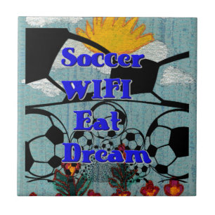 Soccer WIFI Eat Dream – Fun Sports Art Print Tile