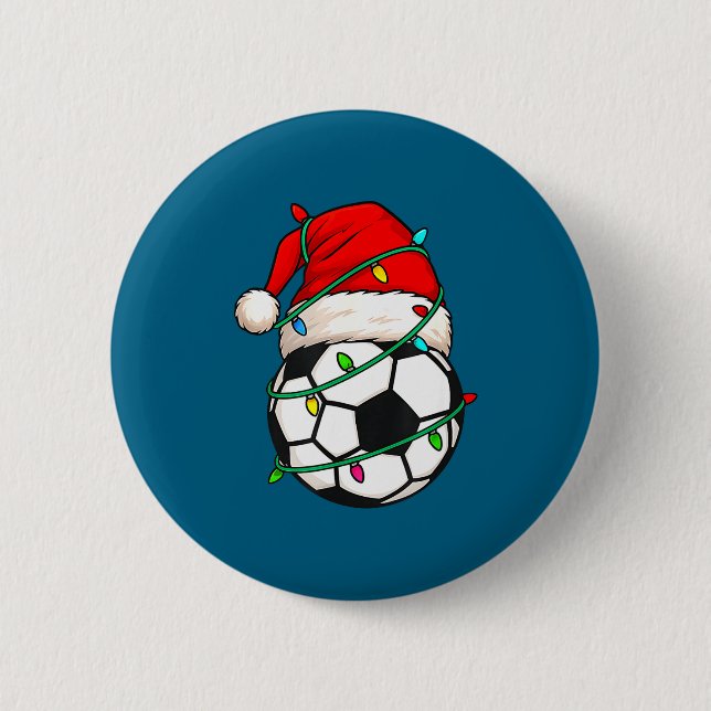 Soccer With Santa Hat Funny Christmas Xmas Gift  6 Cm Round Badge (Front)