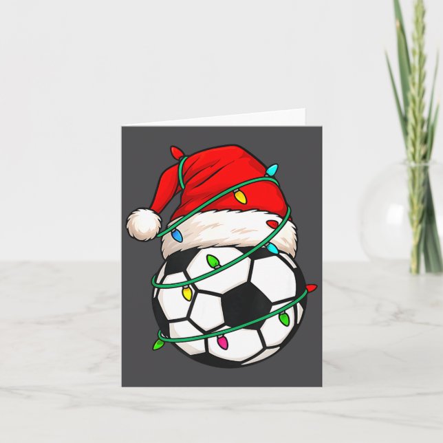 Soccer With Santa Hat Funny Christmas Xmas Gift  Card (Front)