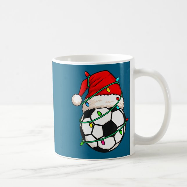 Soccer With Santa Hat Funny Christmas Xmas Gift  Coffee Mug (Right)