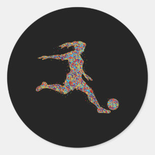 Soccer Women Girl Player Classic Round Sticker
