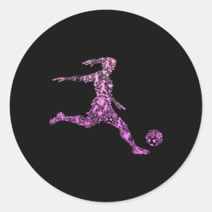 Soccer Women Girl Youth Player Classic Round Sticker