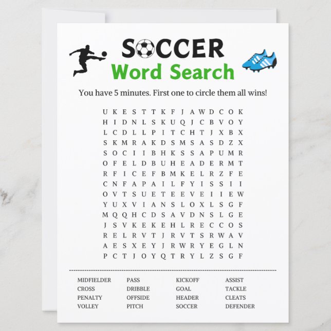 Soccer Word Search Game (Front)