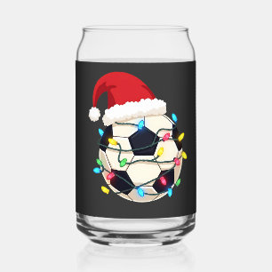Soccer Wrapped in Christmas Lights Soccer Player Can Glass