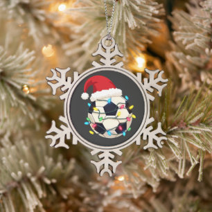 Soccer Wrapped in Christmas Lights Soccer Player Snowflake Pewter Christmas Ornament