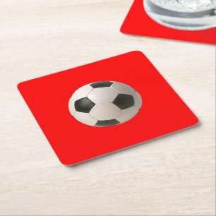 Soccerball Square Paper Coaster