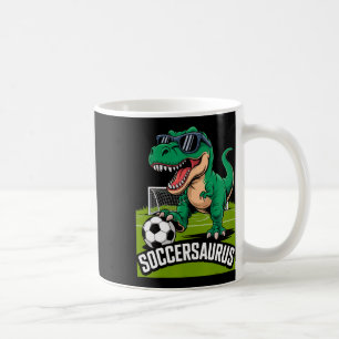 Soccersaurus Dinosaur T-rex Soccer Goalie Player F Coffee Mug