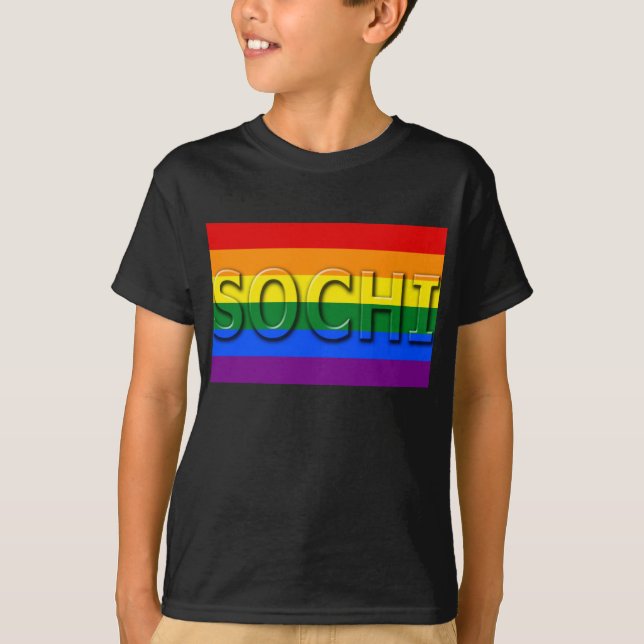 SOCHI Gay Pride Flag T-Shirt (Front)