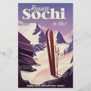Sochi Russia Ski travel poster Stationery